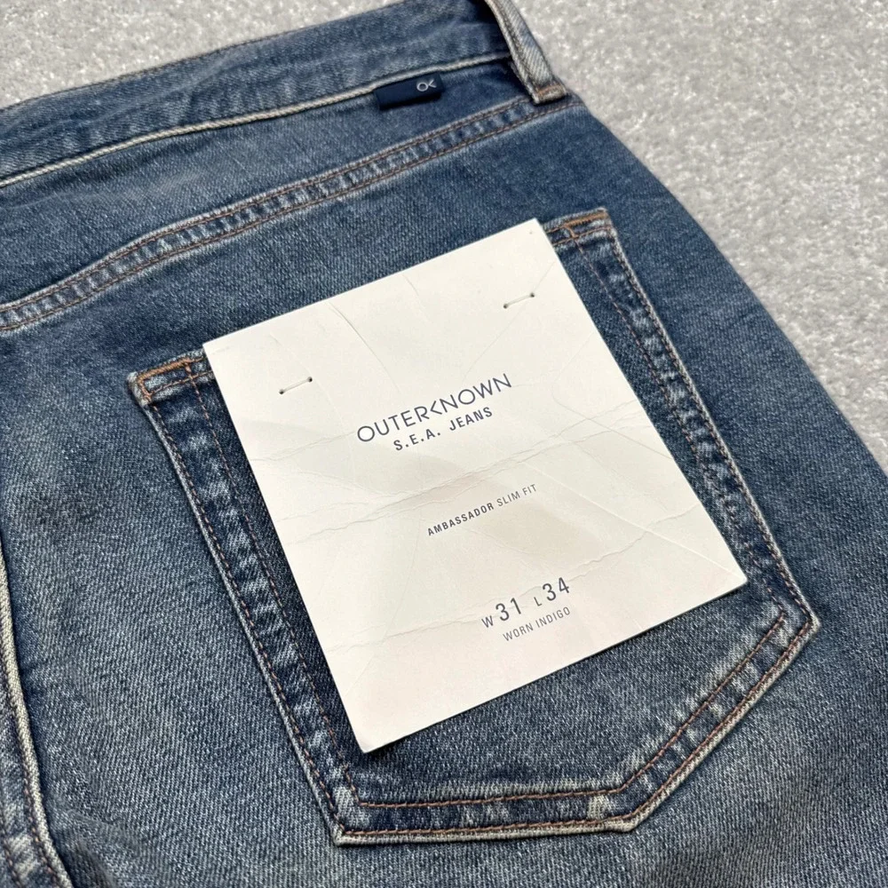 Outerknown Ambassador Slim Fit Jeans Worn Indigo Stretch NWT 31x34 Organic Denim